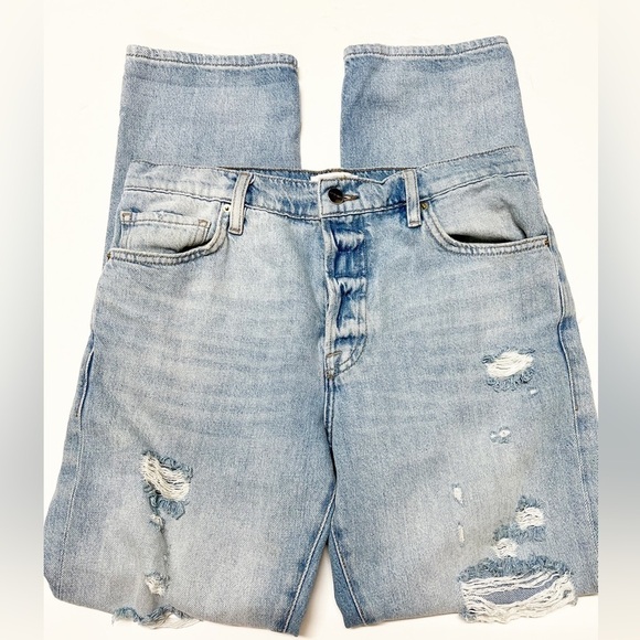 Frame Womens Le Slouch Natoma Light Wash Ripped Straight Leg Jeans Size 26 - Picture 3 of 11